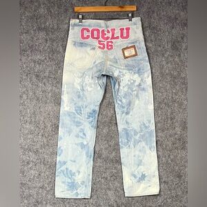 Co&Lu Denim Blue jeans Pink Accents Denim Distressed Women's 28x30 Straight Leg